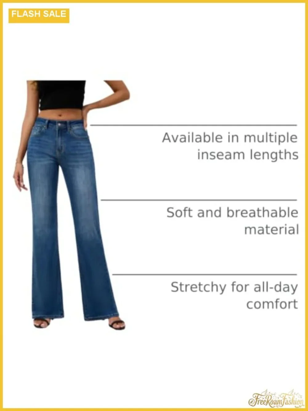 High Rise Wide Leg Flare Bell Bottom Stretch Denim Jeans